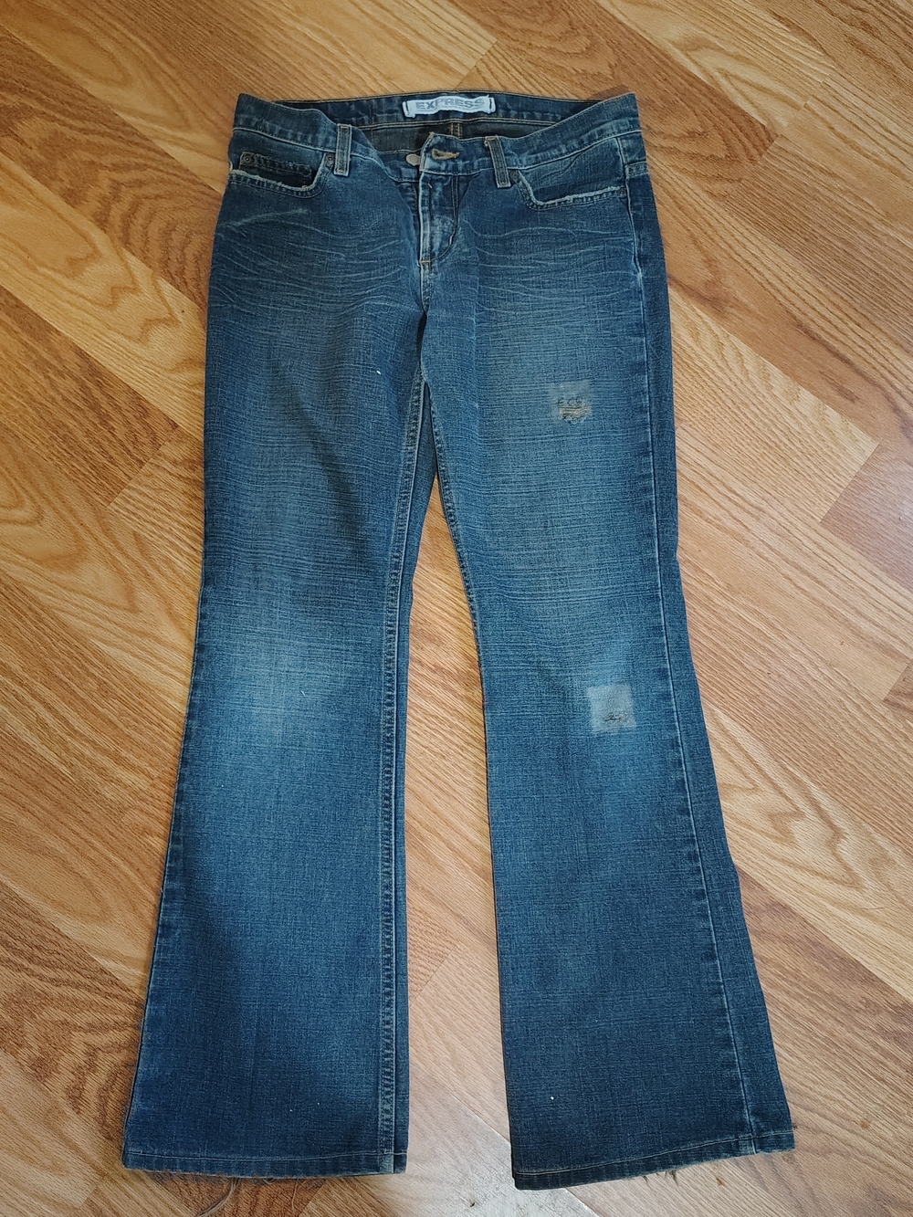 Express Women's Dark Blue Flared Jeans